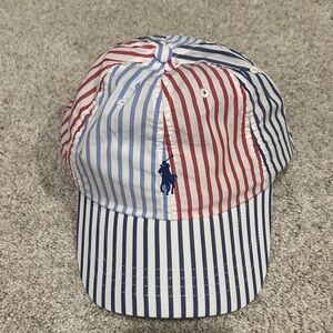 New with Tags. Polo by Ralph Lauren Red and Blue Striped Hat
